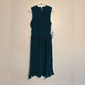 ✨ Draper James Green & Navy Striped Pleated Midi Dress | Size M